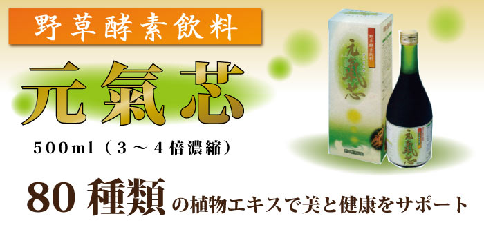 80種類と植物エキスで美と健康をサポート 野菜酵素飲料 元氣芯